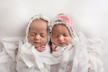 Load image into Gallery viewer, Twin set: Rosewood Bonnets | Floral Bonnet with Velvet Trim Set