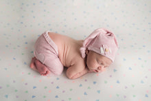 Load image into Gallery viewer, Darla Pants, Bonnet + Sleeper Cap | Pink Terry Outfit Set