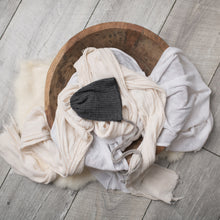 Load image into Gallery viewer, David Pants, Bonnet + Sleeper Cap | Dark Grey Duo-Tone Waffle Outfit Set