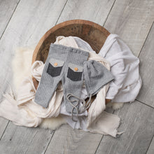 Load image into Gallery viewer, David Pants, Bonnet + Sleeper Cap | Light Grey Duo-Tone Waffle Outfit Set