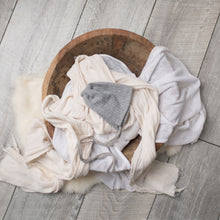 Load image into Gallery viewer, David Pants, Bonnet + Sleeper Cap | Light Grey Duo-Tone Waffle Outfit Set