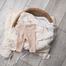 Load image into Gallery viewer, Darla Pants + Sleeper Cap | Beige Terry Outfit Set with Heart Details