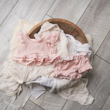 Load image into Gallery viewer, Grace Sitter Romper + Headband | Pink Sitter Romper + Headband Outfit Set