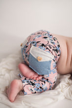 Load image into Gallery viewer, Darla Pants, Bonnet + Sleeper Cap | Pink + Blue Floral Outfit Set